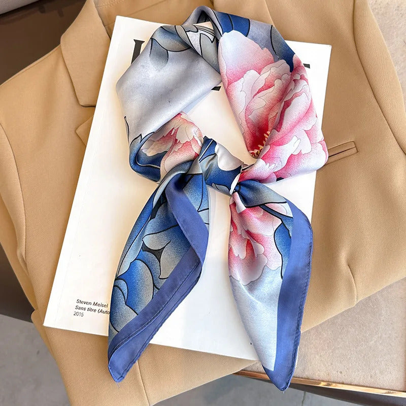 Luxury Design 70*70cm Horse Print Silk Square Scarf Women Soft Satin Hairband Neckerchief Office Hijab Headband Foulard Gift