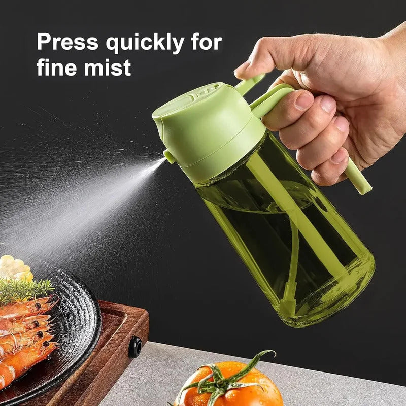2-in-1 Dark Glass Oil Sprayer Olive Oil Dispenser Black Lightproof Oil Sprayer for Cooking Salads and Barbecues Barbecue Tools