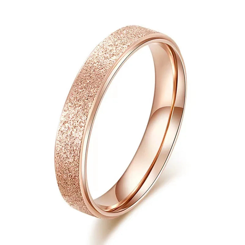 SUNIBI Frosted Stainless Steel Ring for Women Fashion Simple Gold Color Finger Rings Wedding Gifts Girls Jewelry Wholesale