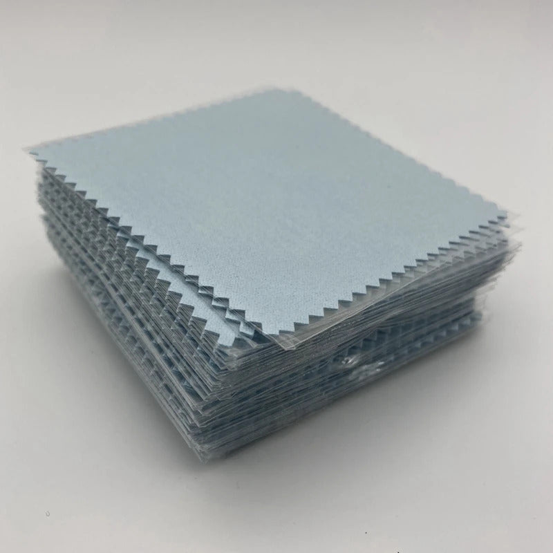 100pcs Emboss Custom LOGO 8*8cm Silver Polish opp bags Cloth for silver Jewelry Cleaner Blue Microfiber suede fabric material