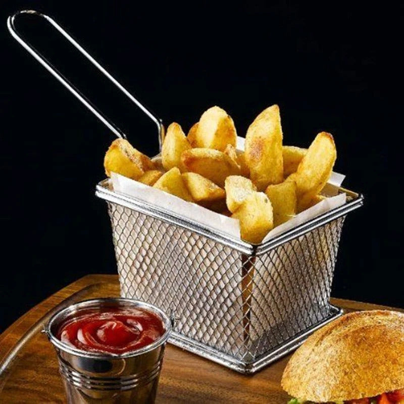 Stainless Steel Steamer Chips Mini Frying Basket Strainer Fryer Kitchen Cooking Chef Basket Colander Tool French Fries Basket