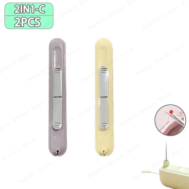 2 In 1 Needle Threader and Seam Ripper Tool Multifunctional Sewing Thread Remover Cross Stitch Crafting Accessories Easy Use