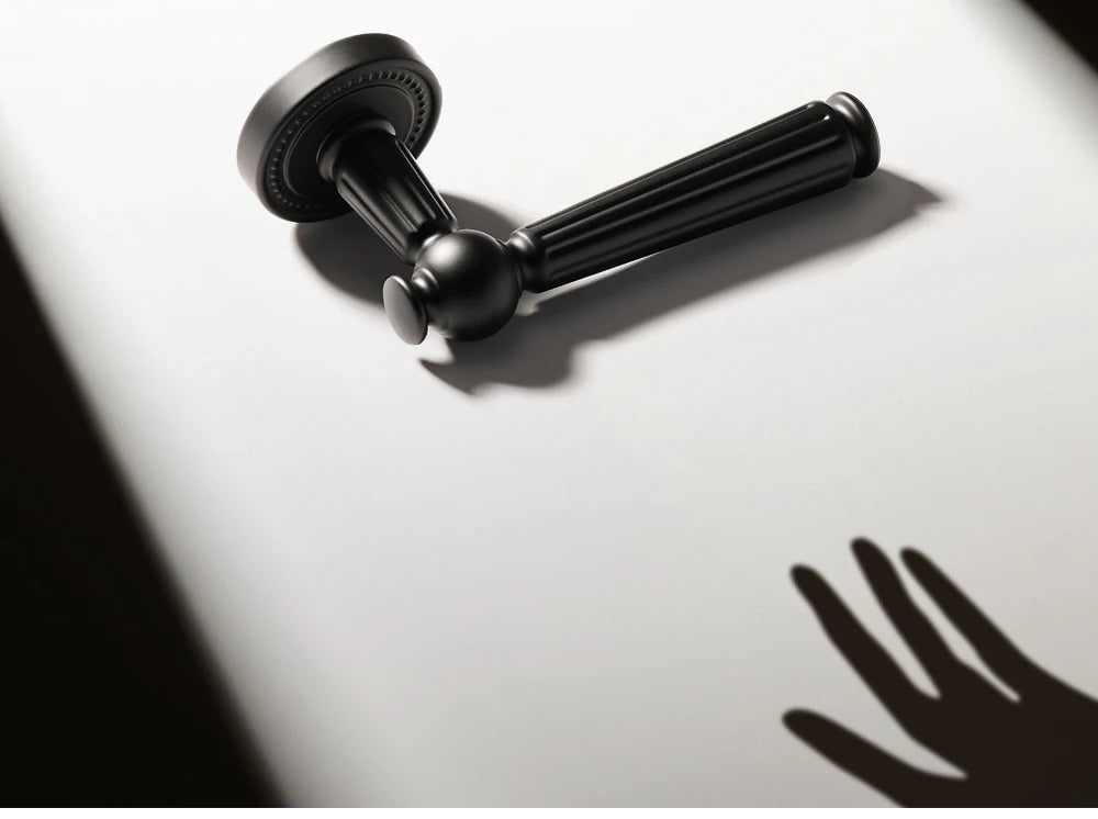 Black French interior bedroom handle lock, household wooden door lock, bathroom and room split lock