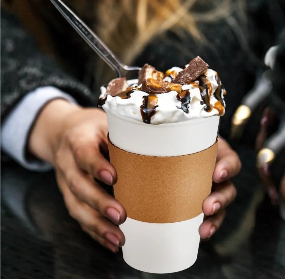 50pcs 16oz Disposable Coffee Cup Set Thickened Odorless Coffee Paper Mug Insulate Cup Sleeve with Lid Package Espresso Coffeewar