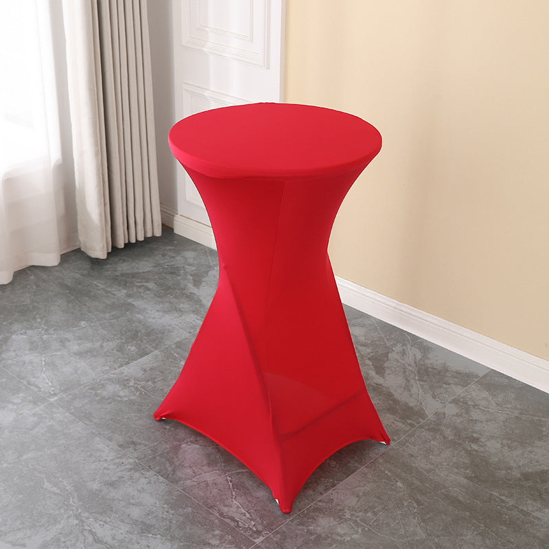 Elastic Table Cover High-End Banquet Wedding Hotel Cocktail Table Cover Table Skirt Table Skirt Cross-Border round High Leg Bar Counter Set