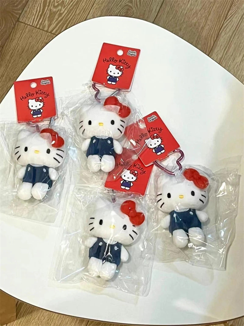 Sanrio Hello Kitty Plush Doll Keychain Love Knot Kitty Cat Cute Cartoon Plush Keychain Pendant Bag Accessories Gifts