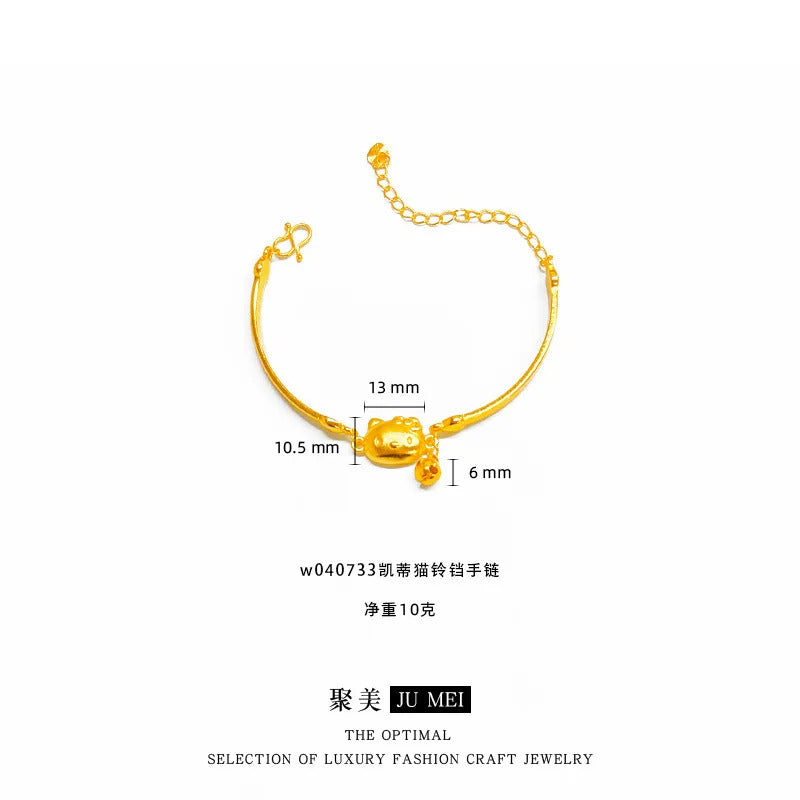 9999 24K real gold store same style gold women's bracelet sexy cat bell series party jewelry