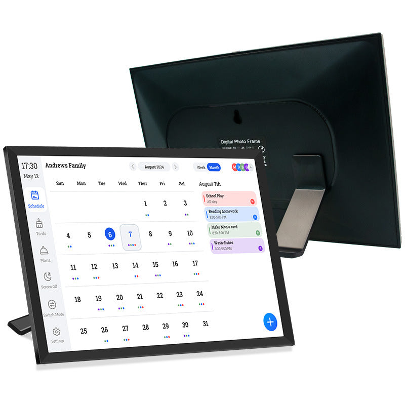 All-in-One Family Smart Calendar: Touch Screen Wall Display w/ Desk Stand - Sync Schedules, Chores, Photos & Videos via App| Never Miss an Event!"