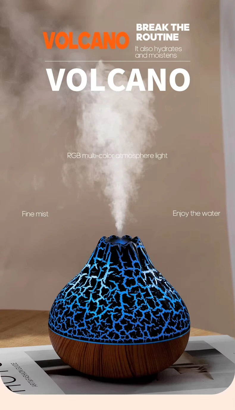Air Humidifier Volcano Aroma Diffuser USB Water Mist Diffuser Purifier Air Freshener Nebulizer with Colorful Night Light