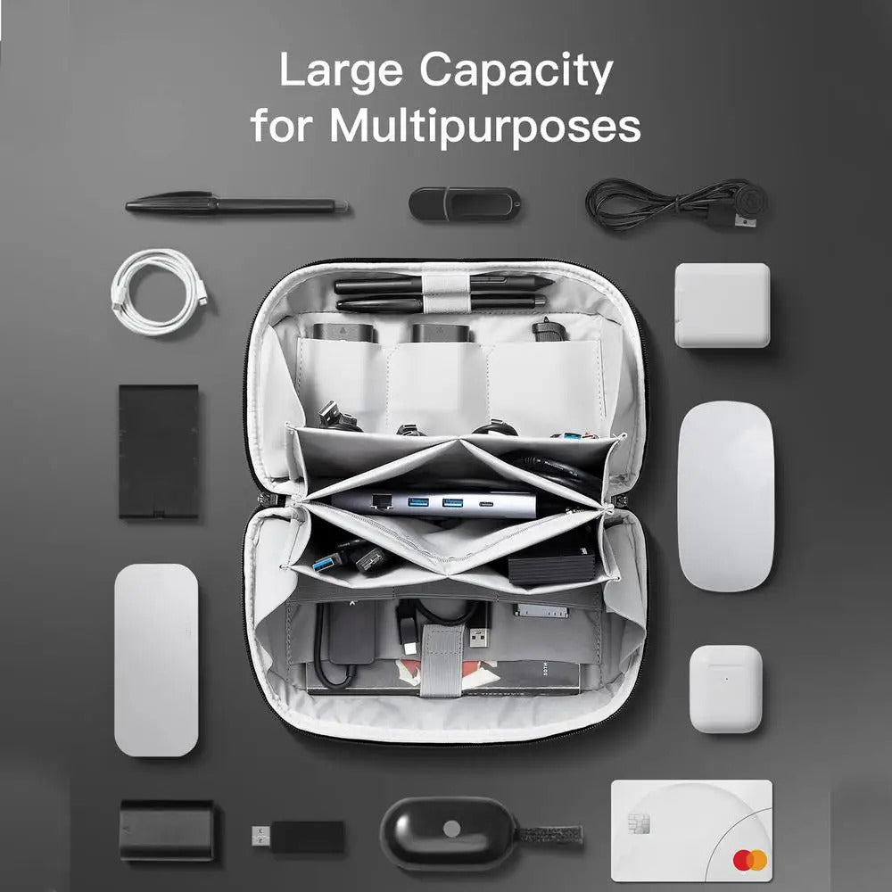 Cable Organiser Bag 180 Opening 2024 New Cable Organiser Electronics Bag Portable Battery Storage Case Cable Storage Box For