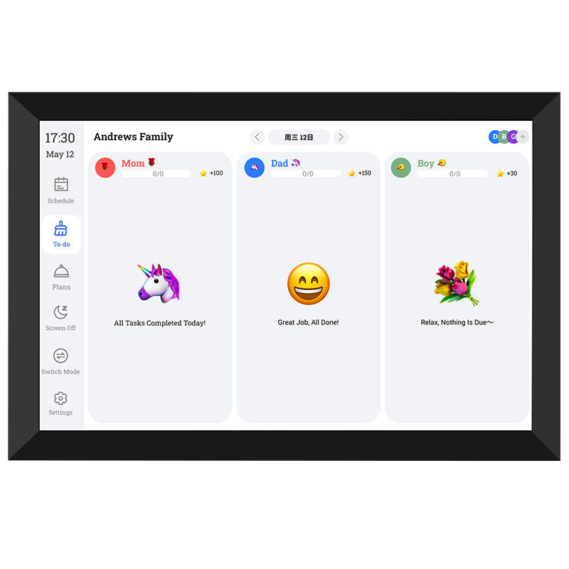 All-in-One Family Smart Calendar: Touch Screen Wall Display w/ Desk Stand - Sync Schedules, Chores, Photos & Videos via App| Never Miss an Event!"