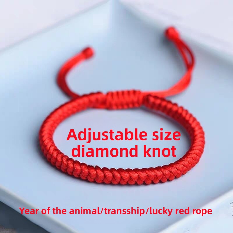 Bracelet Diamond Knot Red Rope Lovers Diamond Knot Red Rope Gift Couple Red Bracelet Spring Red Rope