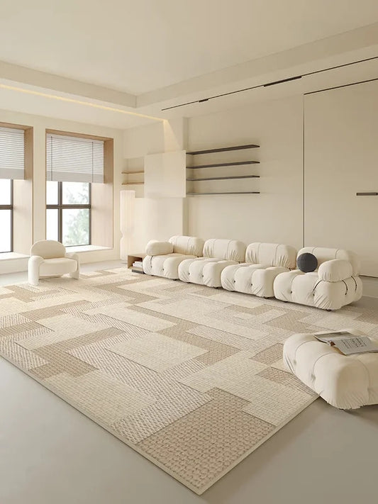 Beige Large Size Living Room Carpets Geometric Cream Carpet Luxury Home Decoration Rugs Easy To Clean Non-Slip Bedroom Rug ковер