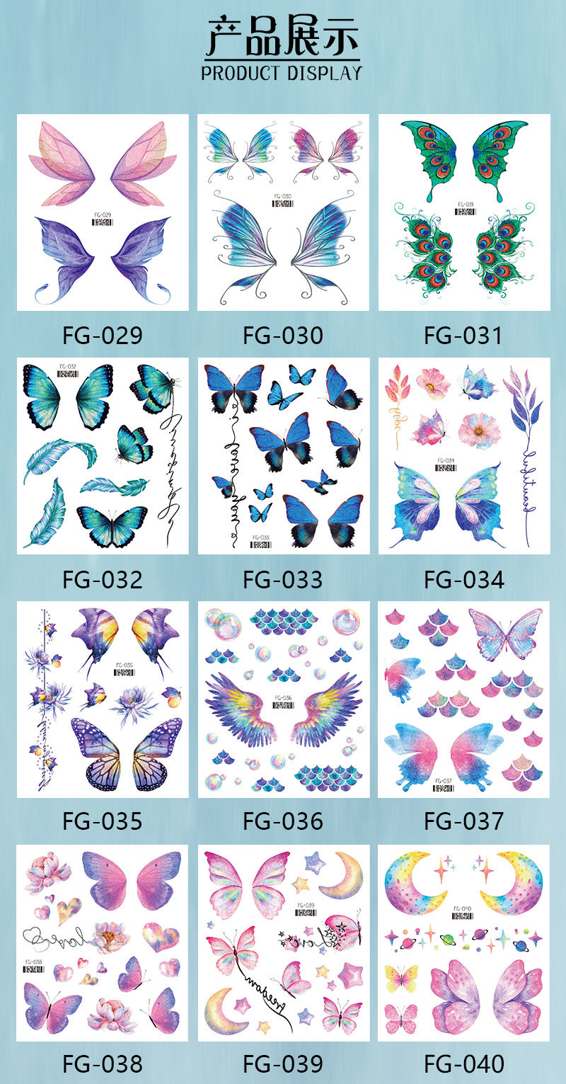 Glitter Gradient Butterfly Wing Tattoo Eye Corner Face Stickers Children's Eye Makeup DIY Stickers Fish Scale Performance Catwalk
