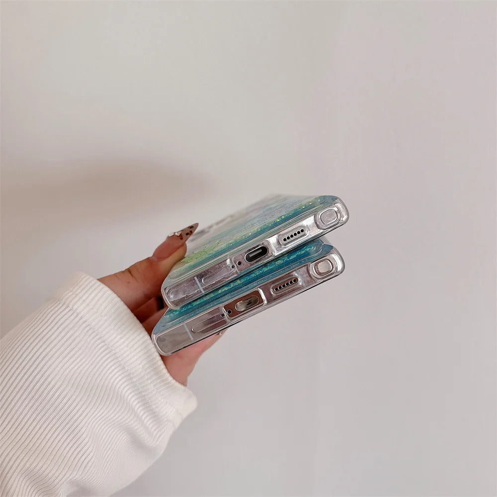 Glow In The Dark Dolphin Patterned Glitter Bling Soft Case For Samsung S24 Ultra S23 Plus S21 FE Note 20 Cover Luminous Funda