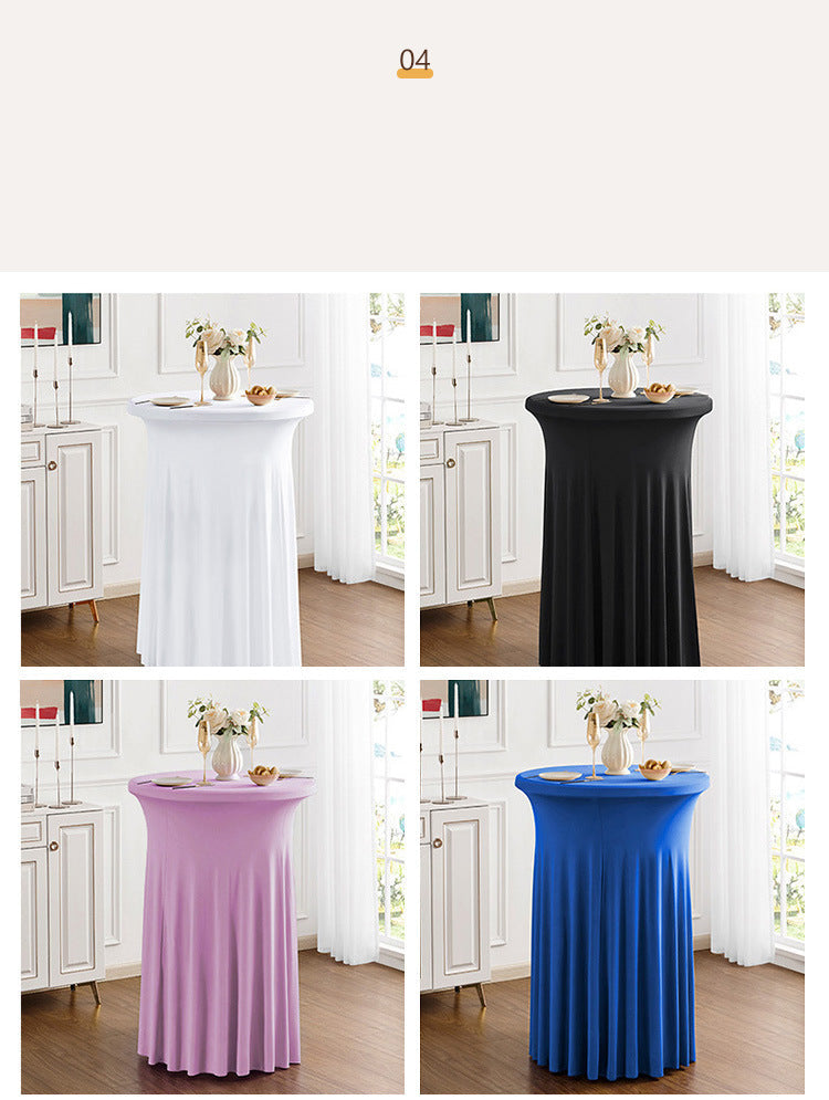 Elastic Tablecloth Cocktail Skirt Table Cover Banquet High Bar Round Elastic Cover