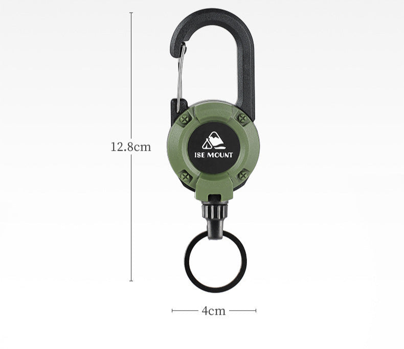 Outdoor Tactics Can Buckle Retractable Buckle Steel Wire Rope Multi-Functional Keychain Camping High Rebound Anti-Separation Rope Pull Peels