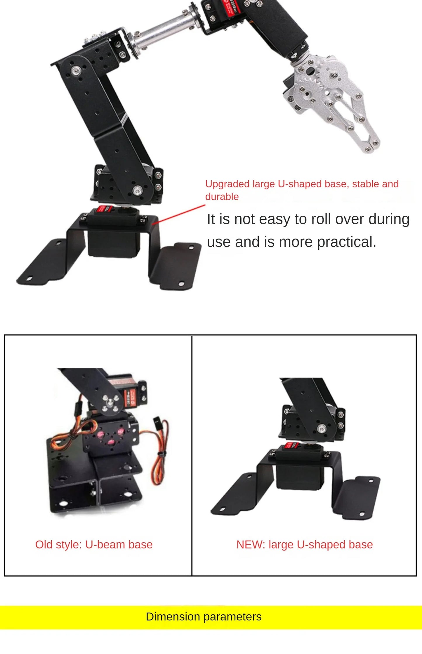 6 DOF Robot Manipulator MG996 Metal Alloy Mechanical Arm Clamp Claw Kit  For Arduino Robot DIY Ki for UNO/ESP32 Programmable