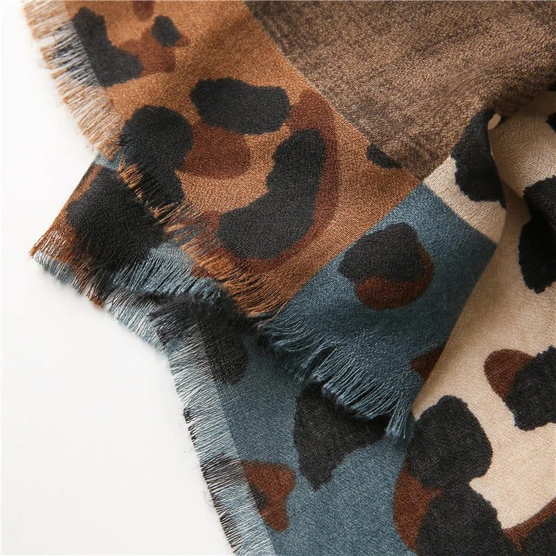 2023 spring and summer luxury brown ladies wild leopard scarf female long scarf shawl thin brown fashionable scarf long shawl
