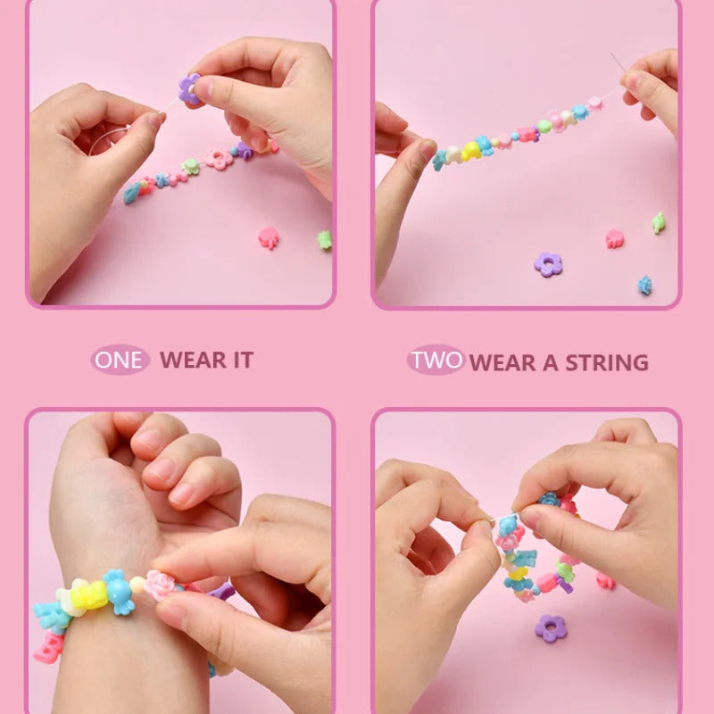 Kids DIY Jewelry Beaded Handbag Beads Toys Handmade Set Children's Playing House Puzzle Education Toy Girls Gifts Color Random