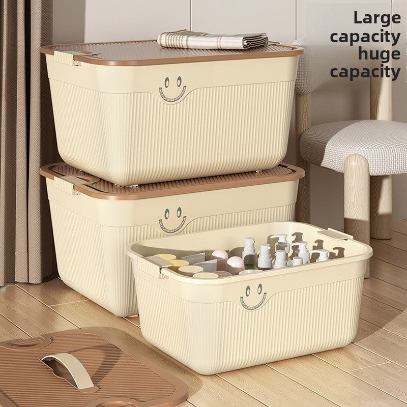 Desktop Storage Box Snacks Sundries Fruit Storage Basket Hand Carry with Cover Plastic Household Clothing Sorting Box for Collection