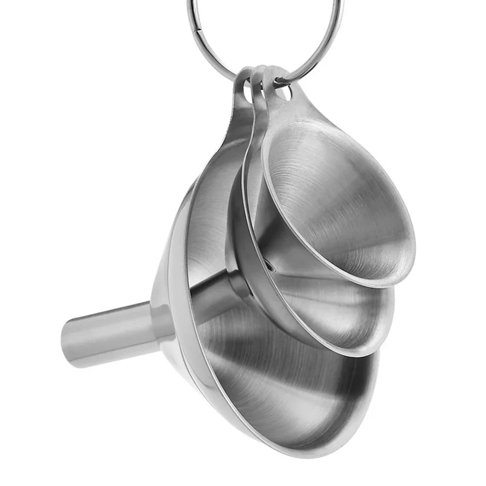 3 Piece Stainless Steel Funnels Set Multipurpose Kitchen Funnel Set for Transferring Liquid Dry Ingredients Powder
