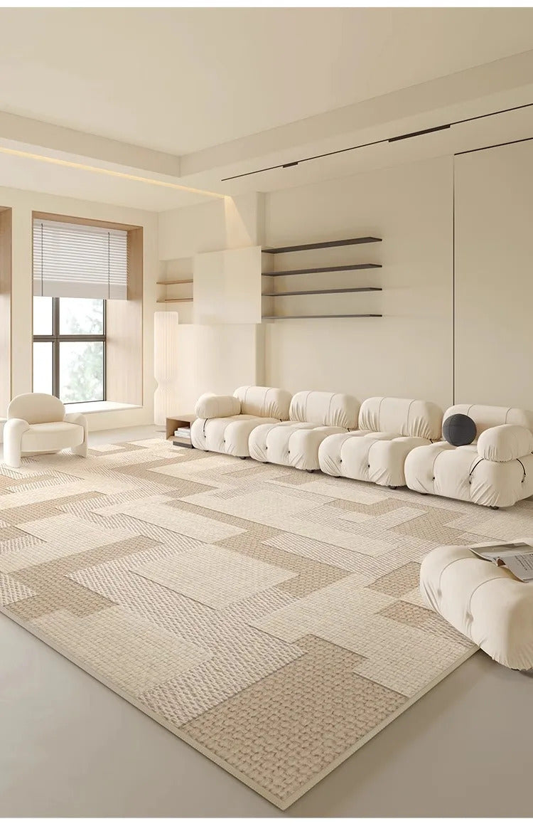 Beige Large Size Living Room Carpets Geometric Cream Carpet Luxury Home Decoration Rugs Easy To Clean Non-Slip Bedroom Rug ковер