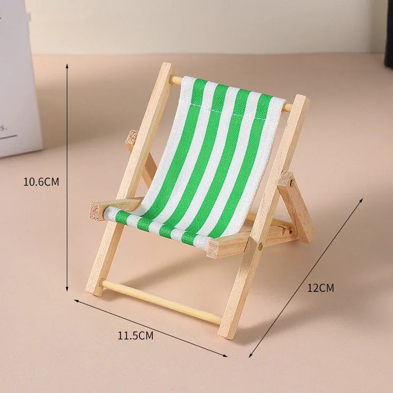 Hot Labubu Wooden Beach Chair Mini Doll Folding Chair Toy Phone Stand Desktop Cute Creative Decoration Photo Props Idol Gifts