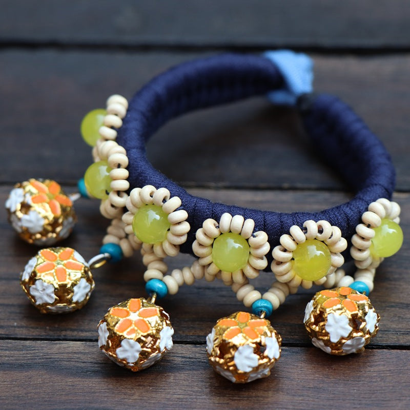 Blue Tie Dye Cloth Bracelet Dali Lijiang Hot Sale Hand-stitched Flower Fabric Bracelet Bracelet