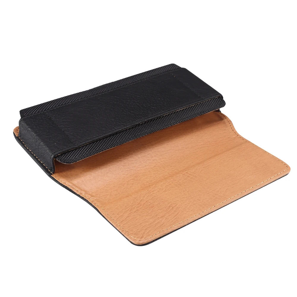 Universal Leather Mobile Phone Waist Bag For iPhone 15 14 13 12 Pro Max Samsung Huawei Xiaomi Men Belt Clip Cover With Card Slot