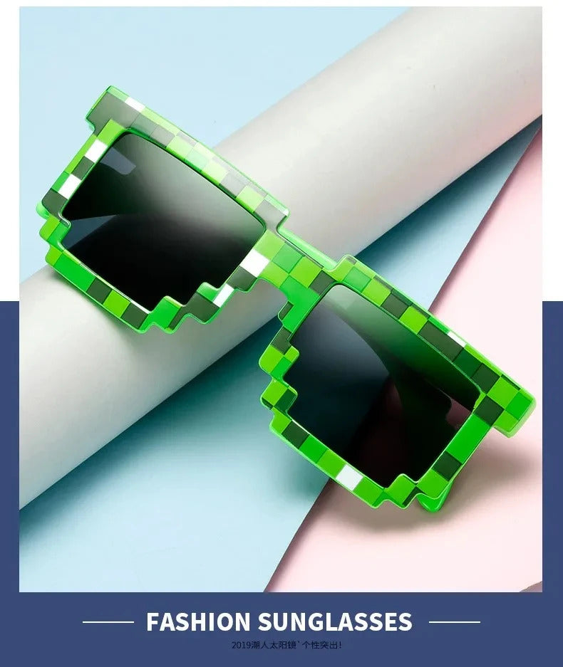 New fashion Sun Glasses Hot Sale Sunglasses Creeper Glasses Novelty Mosaic Funny Goggles Boys Girls Pixel Eyewear