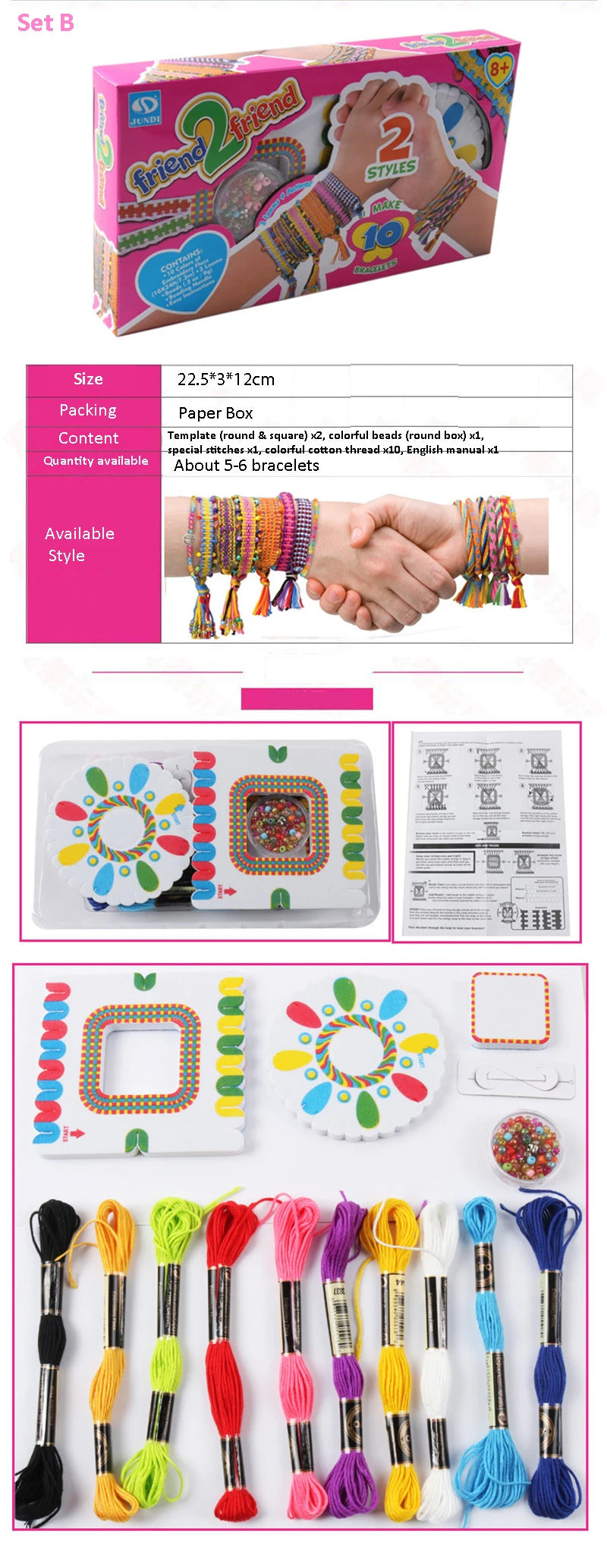 Girls DIY Bracelet Making Kit Jewellery Making Kit Arts for Kids Friendship  Craft Kit for 5-12 Years Old Kid Girls toys gift