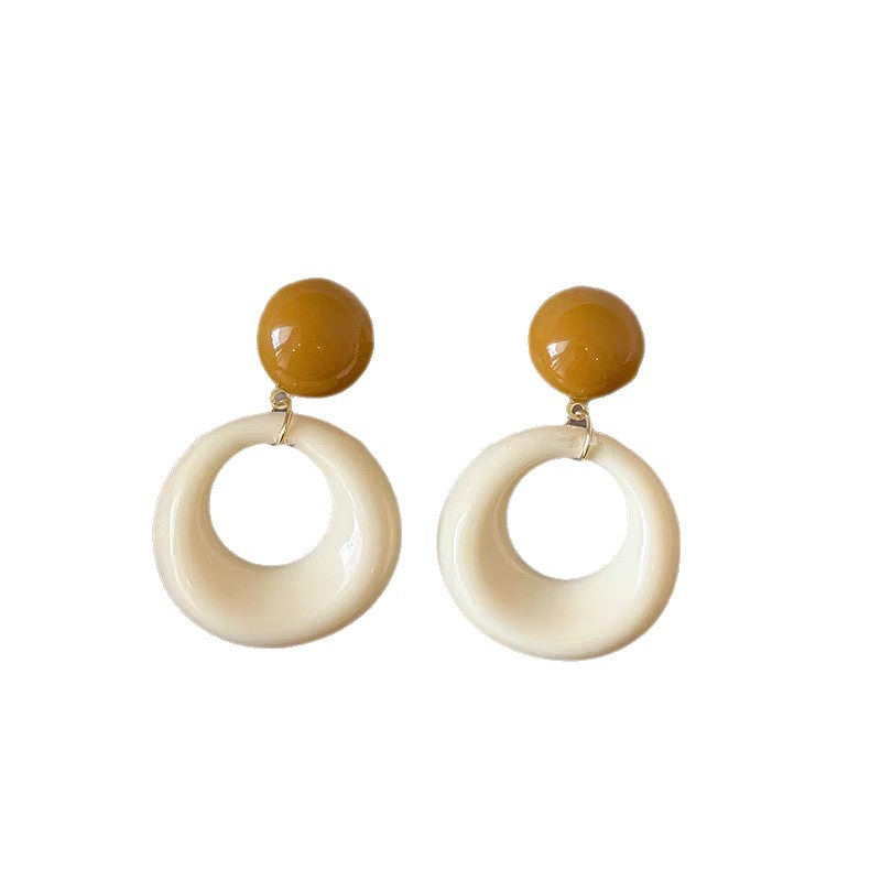 Summer Color-Block Hoop Earrings for Women Without Pierced Ears, Clip-On Round Hoop Studs, 2025 Spring/Summer New Dopamine Exaggerated Accessories