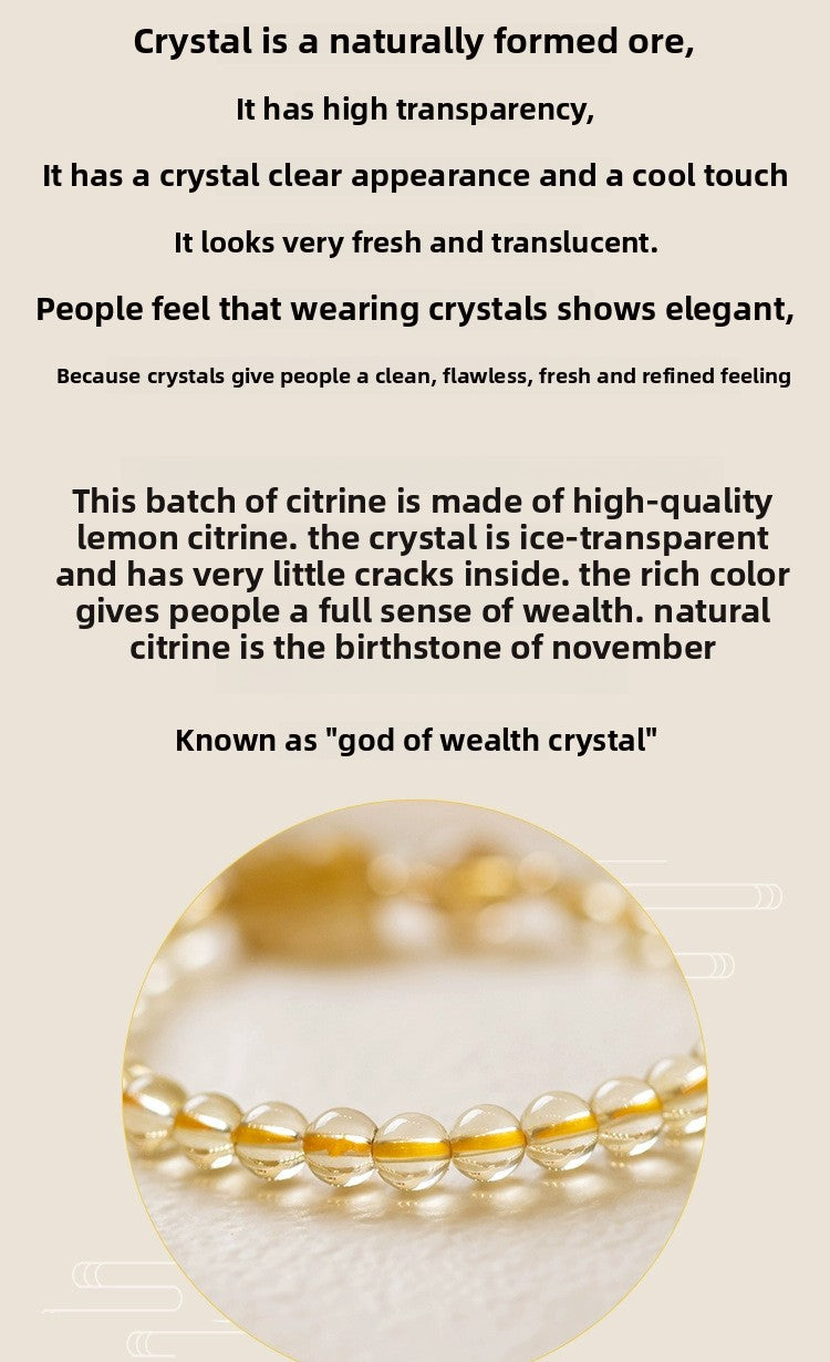 Natural Citrine Bracelet Women's Bracelet Rutile Gold Rutilated Quartz Bracelet Brazil Scattered Beads Money Drawing and Luck Changing Gifts for Girlfriend