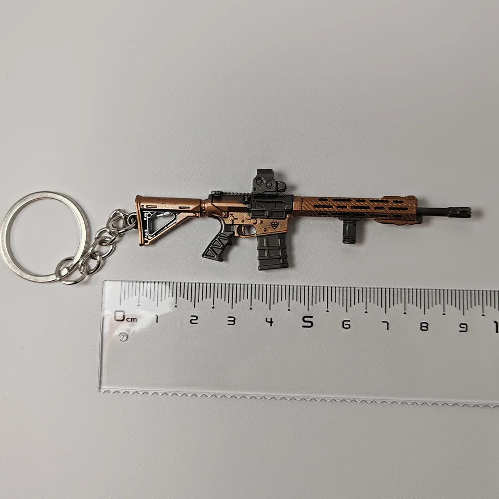 9cm Arena Breakout Gun Keychains Mini M110 Rifle Model Alloy Small Gun Toy Games Weapon Keychain Pendant Game Peripherals Gifts