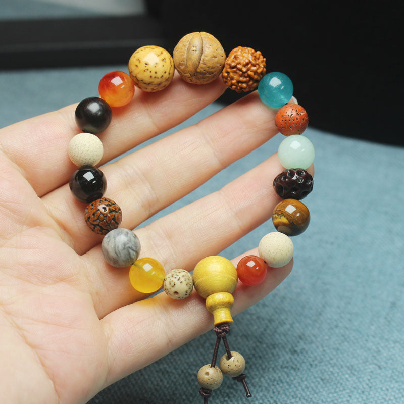 Lingyin New Eighteen Seeds Bodhi Bracelet for Men and Women Couples Bracelet Eighteen Seeds Buddha Beads 18 Seeds Multi-Treasure Bodhi