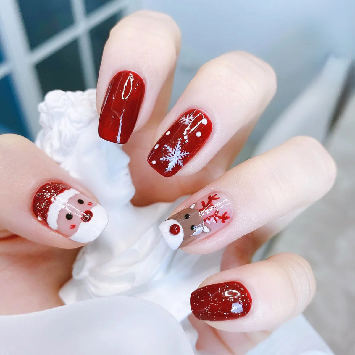 Christmas Wearable Nails Fake Nails Nail Tips Manicure Christmas Hot Press-on Fake Nail Stickers