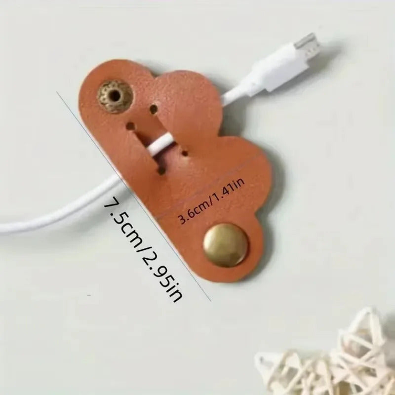 Multi-Color Cable Straps 10-Pack Multi-Color Heart-Shaped Faux Leather Cable Straps Cable Fixator Set for Headphone & Headset