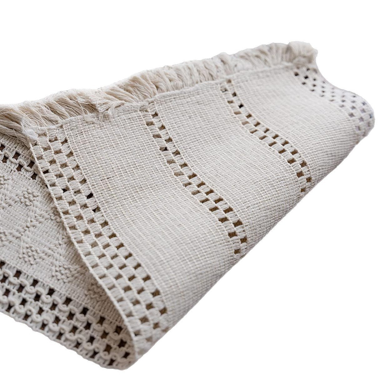 Hollow New Table Runner White Woven Tassel Table Runner Home Dining Table Decoration Table Runner Coffee Table Shoe Cabinet Background Cloth