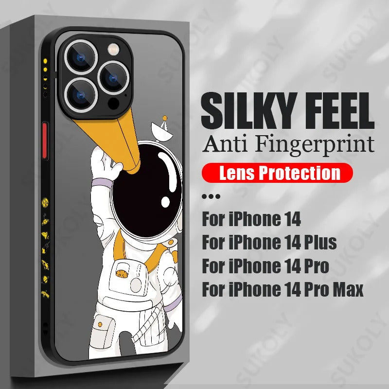 Astronaut Acrylic Phone Case For iPhone 16 13 14 Pro 15 16 Max 12 Pro Max 11 14 15 Plus Shockproof Matte Cartoon Hard Back Cover