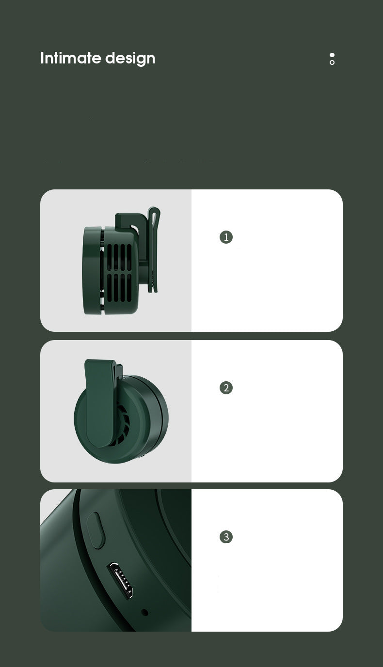 Clip-on Small Fan Quiet USB Portable Mini Neck Hanging Fan Desktop Handheld Fan