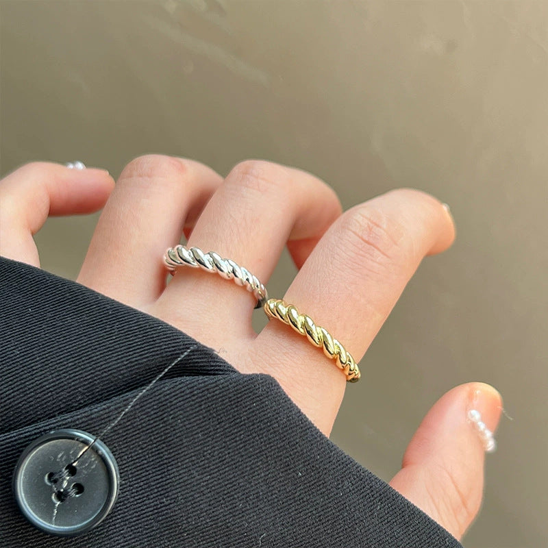 Sand Gold Opening Adjustable Frosted Ring Women's Fashion Sweet Light Luxury Niche Exquisite Ring Ancient Design