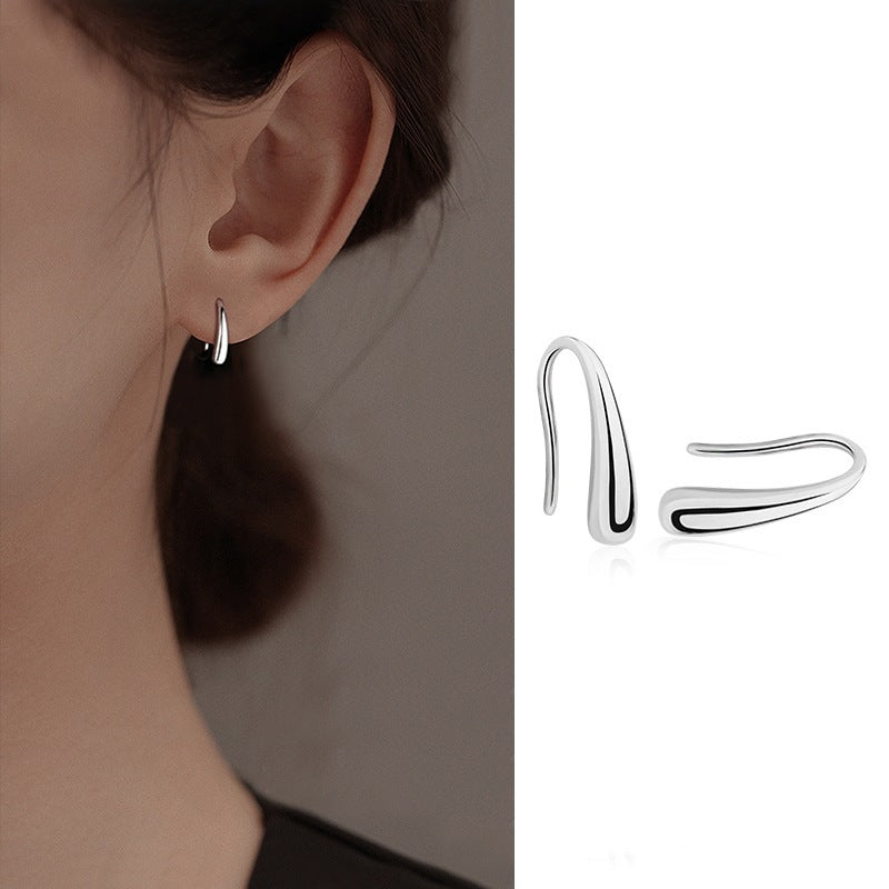 Metal Big Circle Earrings Women's Hong Kong Fashion Women's Ear Jewelry S925 Silver Needle