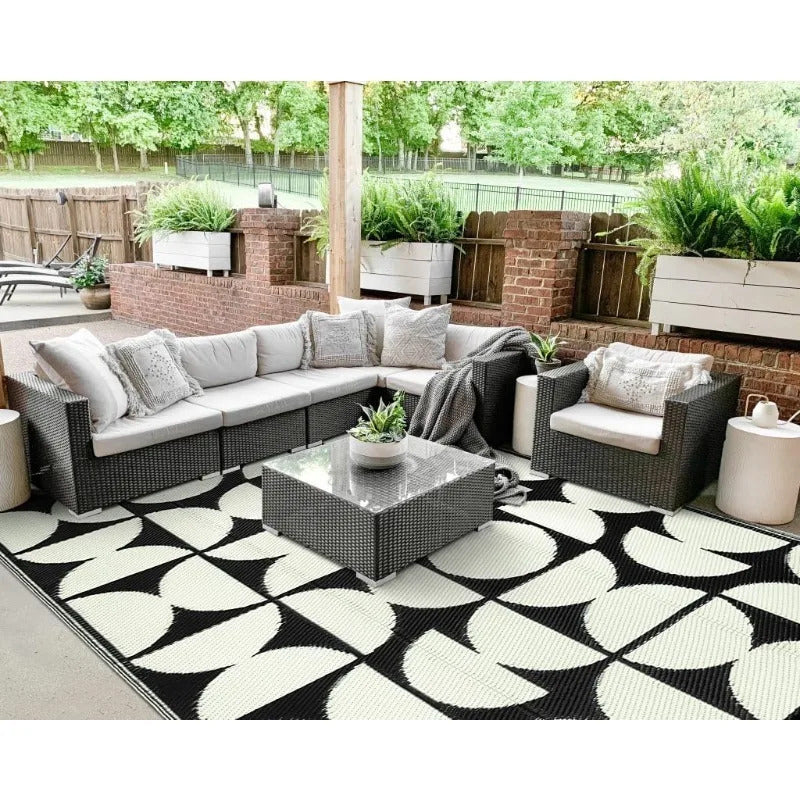 8x10 Outdoor Rug, Large Waterproof Reversible Outdoor Patio Area Rug, Indoor/Outdoor Plastic Straw Portable Camping Rug