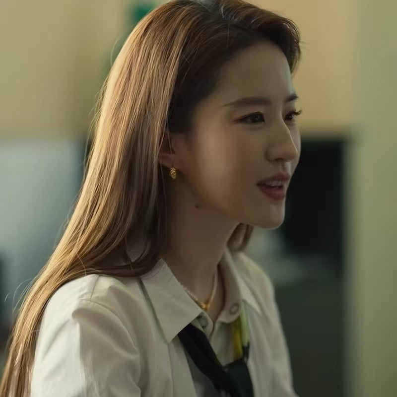 925 Silver Needle Liu Yifei Style Circle Earrings Light Luxury Studs 2025 New High-end Women's Earrings