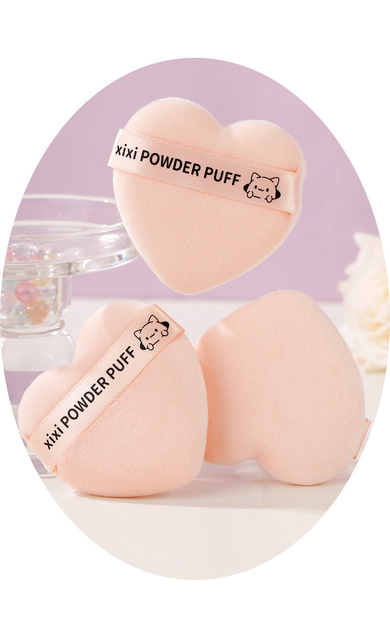 xixi Heart Peach Short Velvet Setting Powder Puff Flocked Soft Non-Powder-Absorbing Makeup Sponge Tool for Studio Use