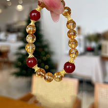Natural Citrine Bracelet Women's Bracelet Rutile Gold Rutilated Quartz Bracelet Brazil Scattered Beads Money Drawing and Luck Changing Gifts for Girlfriend