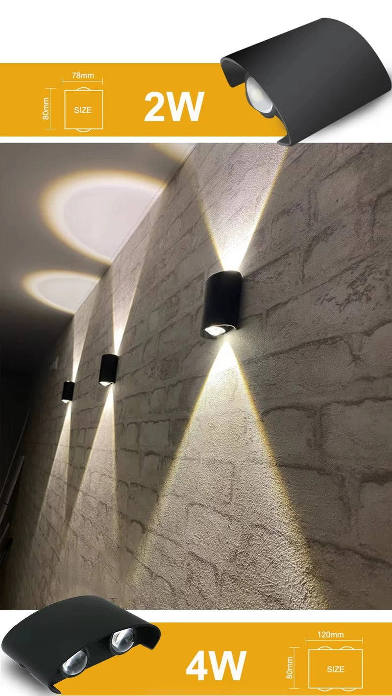 Aluminum LED Wall Lamp Waterproof IP65 interior wall light Up and Down Outdoor Garden Lights Bedroom Living Room Stairs Lighting