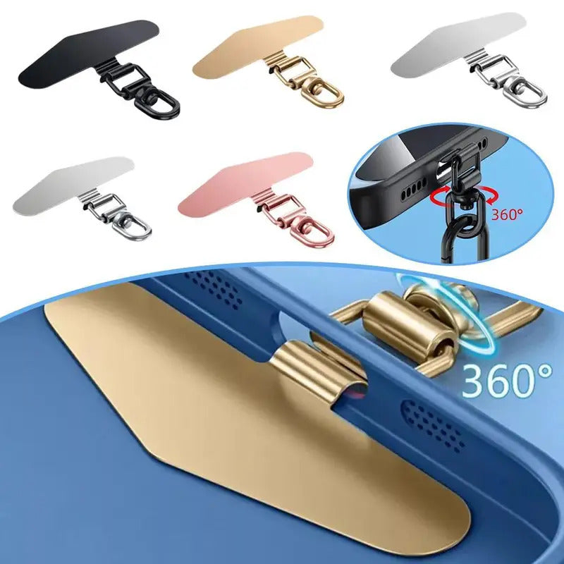 Upgrated 360 Rotatable Steel Phone Tether Tab Metal Patch Gasket Cellphone Lanyard Safety Connecter Piece New