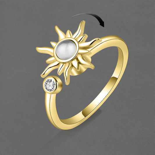 Hot Item Rotatable Sunflower Ring Anti-Anxiety Stress Relief Adjustable Ring